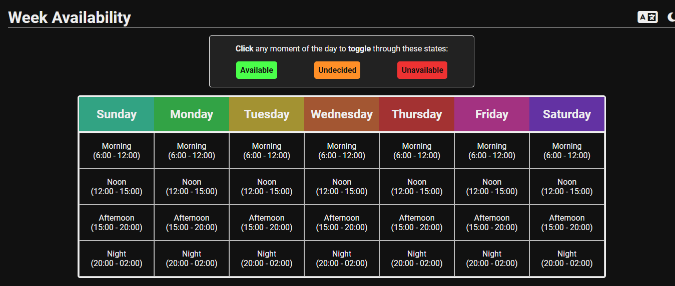Project: Week Availability